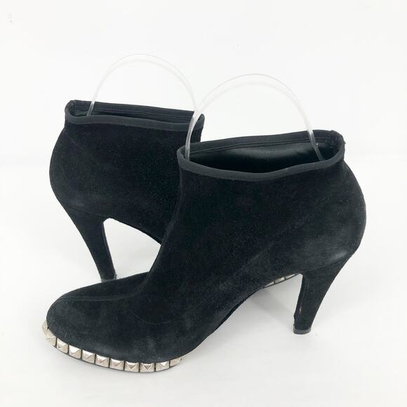 Stuart Weitzman Womens Sockemup Ankle Boots 6.5 Black Studded Suede - Picture 5 of 11